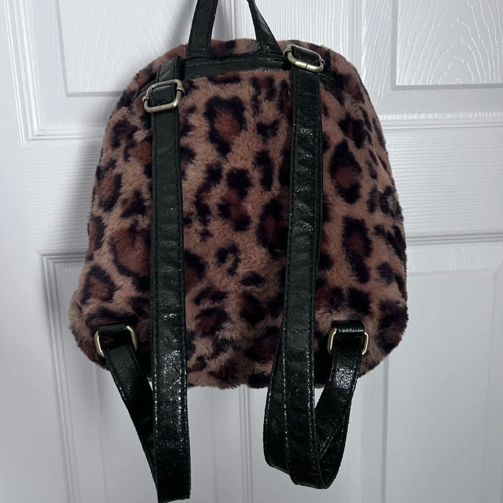 Skechers Leopard Print Faux Fur Mini Backpack - Brown/Black